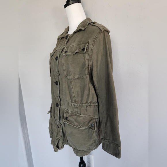Free People Not Your Brothers Surplus Jacket Pockets Drawstring Waist Olive Sz M - Picture 3 of 12